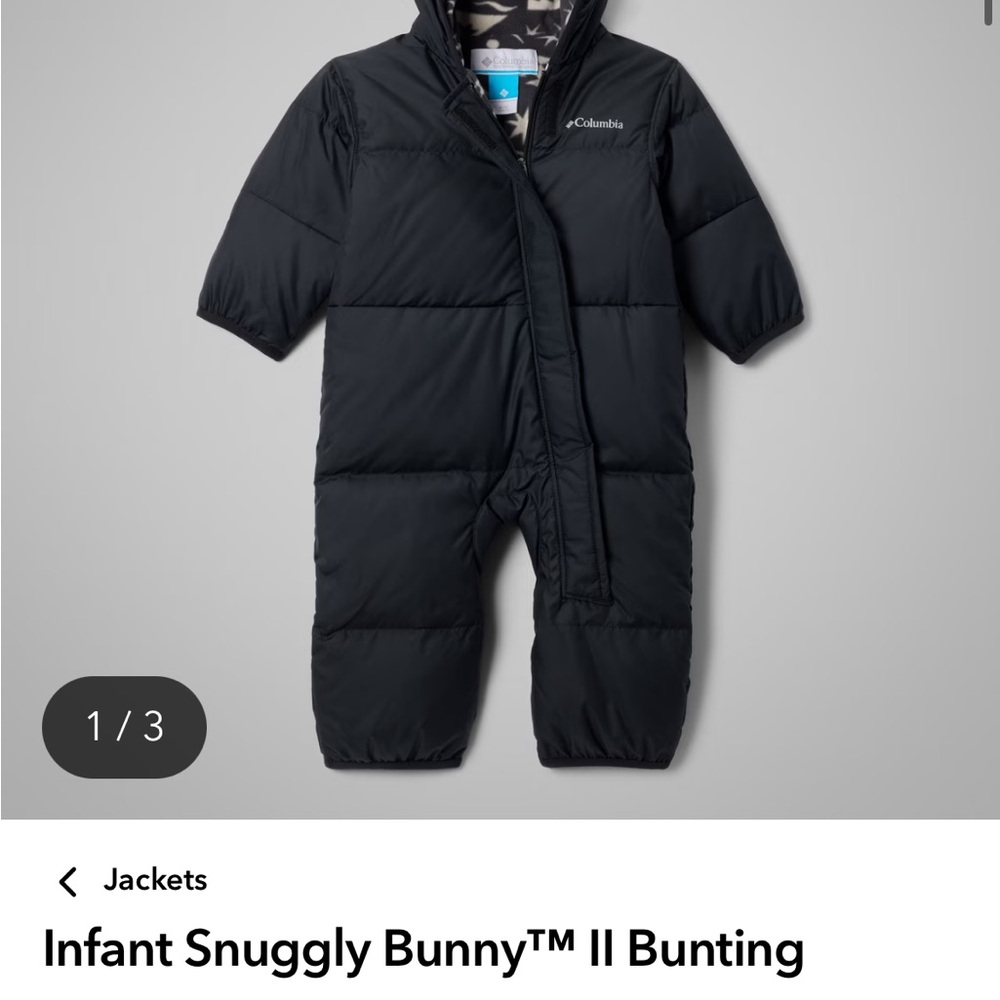 Columbia Black Infant Bunting Suit